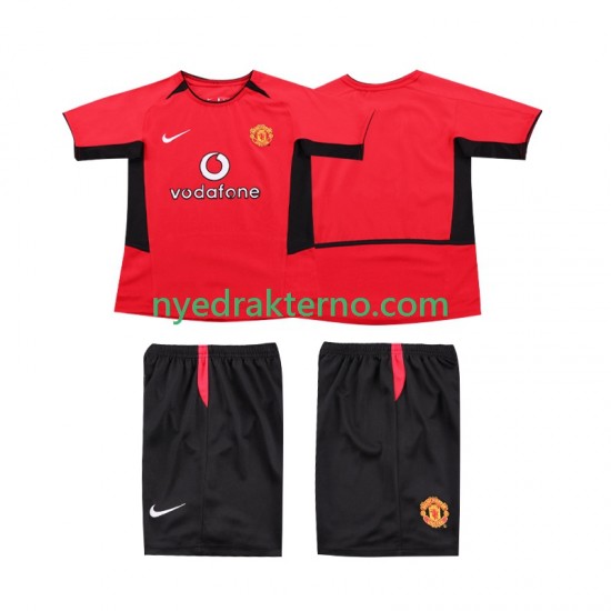 Manchester United Fotballdrakt 2002 Retro Barn Hjemmedraktsett 2004 Kortermet