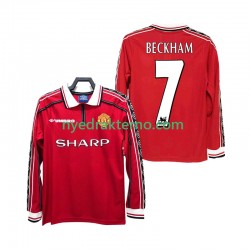 Manchester United Fotballdrakt BECKHAM 7 1998 Retro Herre Hjemmedraktsett 1999 Langermet