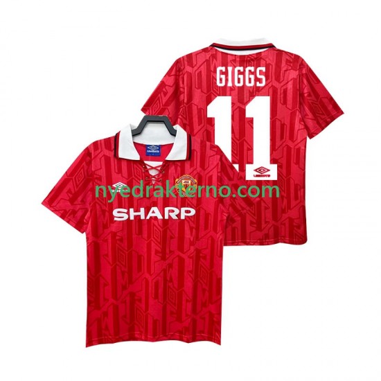Manchester United Fotballdrakt GIGGS 11 1992 Retro Herre Hjemmedraktsett 1994 Kortermet