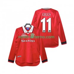 Manchester United Fotballdrakt Giggs 11 2000 Retro Herre Hjemmedraktsett 1999 Langermet