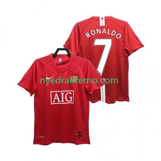Manchester United Fotballdrakt RONALDO 7 Premier League 2007 Retro Herre Hjemmedraktsett 2008 Kortermet