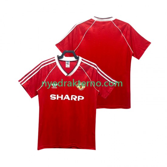 Manchester United Fotballdrakt 1988 1990 Retro Herre Hjemmedraktsett Kortermet