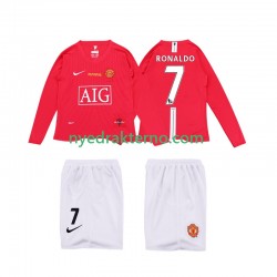 Manchester United Fotballdrakt Ronaldo 7 Premier League 2009 Retro Barn Hjemmedraktsett 2008 Langermet