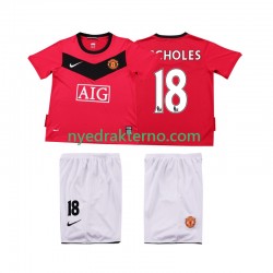 Manchester United Fotballdrakt SCHOLES 18 2009 Retro Barn Hjemmedraktsett 2010 Kortermet