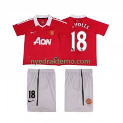 Manchester United Fotballdrakt SCHOLES 18 Retro Barn Hjemmedraktsett 2011 2010 Kortermet