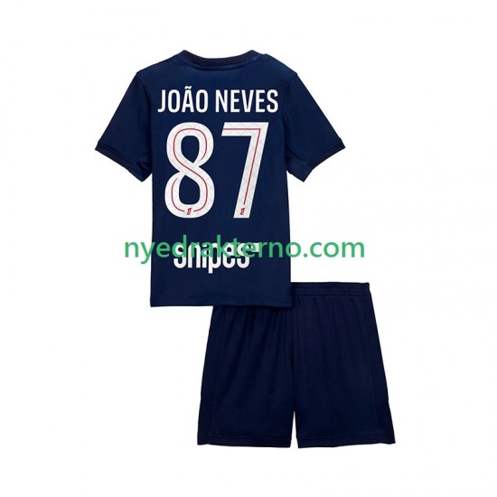 Paris Saint-Germain Fotballdrakt Joao Neves 87 Barn Hjemmedraktsett 2025-2026 Kortermet