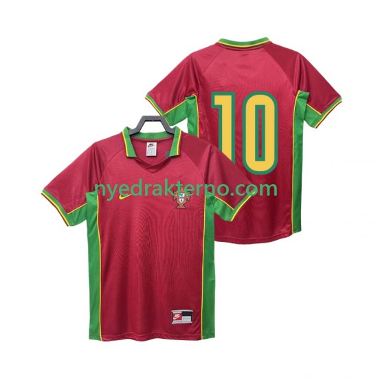 Portugal Fotballdrakt 10 1998 Retro Herre Hjemmedraktsett Kortermet