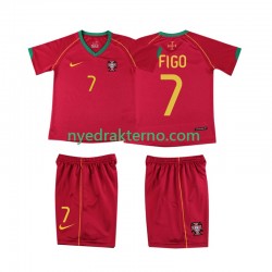 Portugal Fotballdrakt FIGO 7 Retro Barn Hjemmedraktsett 2006 Kortermet