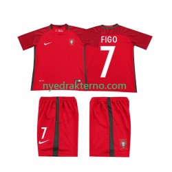 Portugal Fotballdrakt FIGO 7 2016 Retro Barn Hjemmedraktsett Kortermet