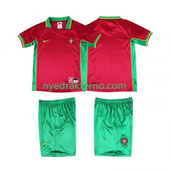 Portugal Fotballdrakt 1998 Retro Barn Hjemmedraktsett Kortermet