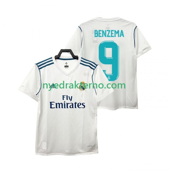 Real Madrid Fotballdrakt BENZEMA 9 2017 2018 Retro Herre Hjemmedraktsett Kortermet
