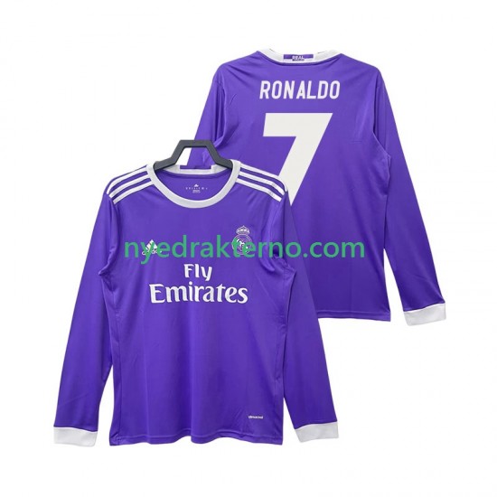Real Madrid Fotballdrakt Cristiano Ronaldo 7 2016 2017 Retro Herre Bortedraktsett Langermet