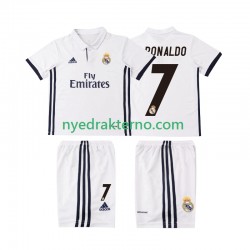 Real Madrid Fotballdrakt Cristiano Ronaldo 7 2016 2017 Retro Barn Hjemmedraktsett Kortermet