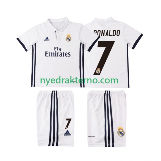 Real Madrid Fotballdrakt Cristiano Ronaldo 7 2016 2017 Retro Barn Hjemmedraktsett Kortermet