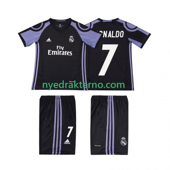 Real Madrid Fotballdrakt Cristiano Ronaldo 7 2016 2017 Retro Barn Tredjedraktsett Kortermet