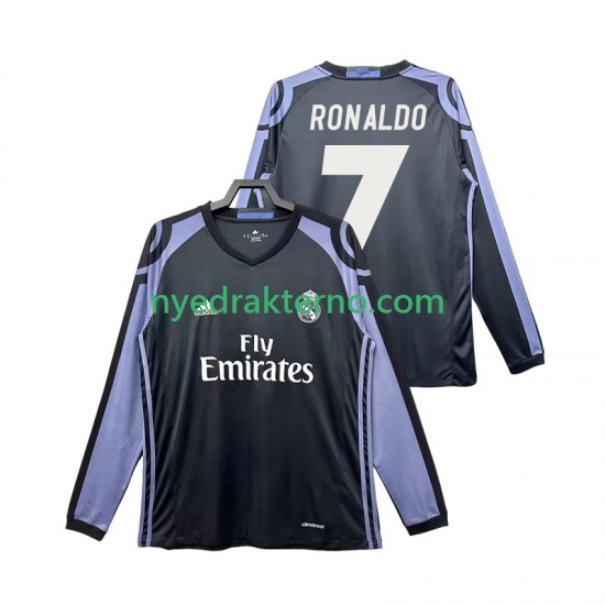 Real Madrid Fotballdrakt Cristiano Ronaldo 7 2016 2017 Retro Herre Tredjedraktsett Langermet