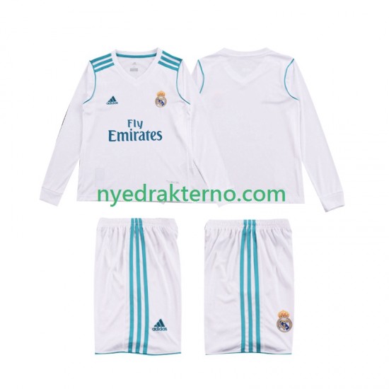 Real Madrid Fotballdrakt 2017 2018 Retro Barn Hjemmedraktsett Langermet