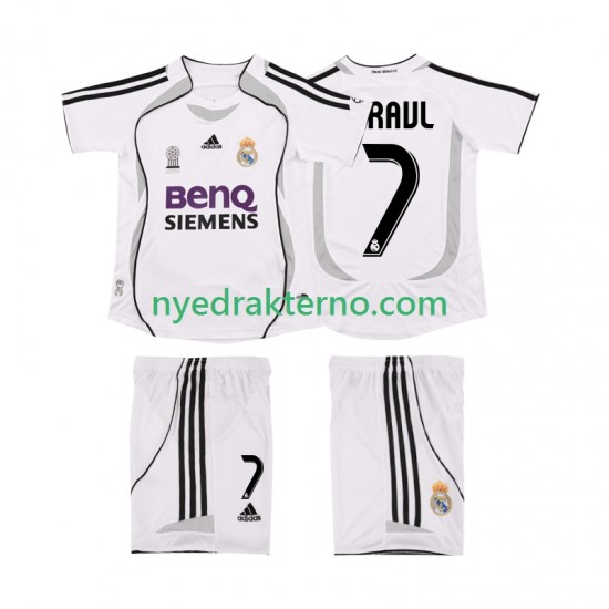 Real Madrid Fotballdrakt RAUL 7 2007 Retro Barn Hjemmedraktsett 2006 Kortermet