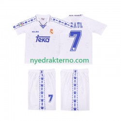 Real Madrid Fotballdrakt RAUL 7 1996 1997 Retro Barn Hjemmedraktsett Kortermet