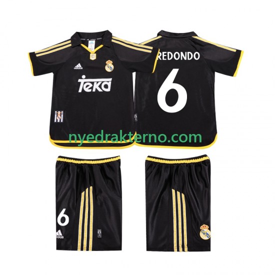 Real Madrid Fotballdrakt REDONDO 6 2001 Retro Barn Bortedraktsett 1999 Kortermet