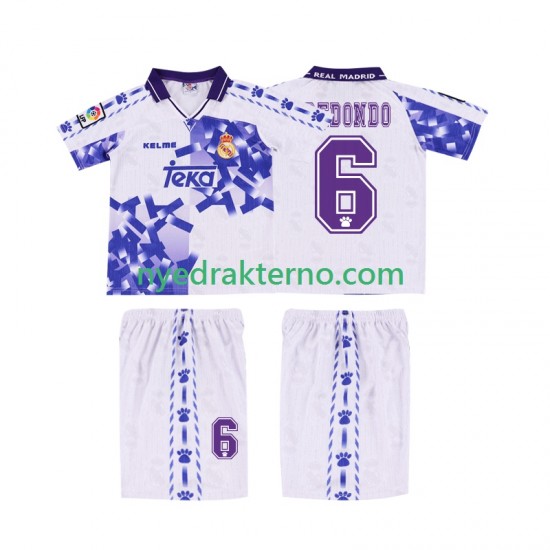 Real Madrid Fotballdrakt REDONDO 6 1996 1997 Retro Barn Tredjedraktsett Kortermet