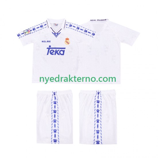 Real Madrid Fotballdrakt 1996-1997 Retro Barn Hjemmedraktsett Kortermet