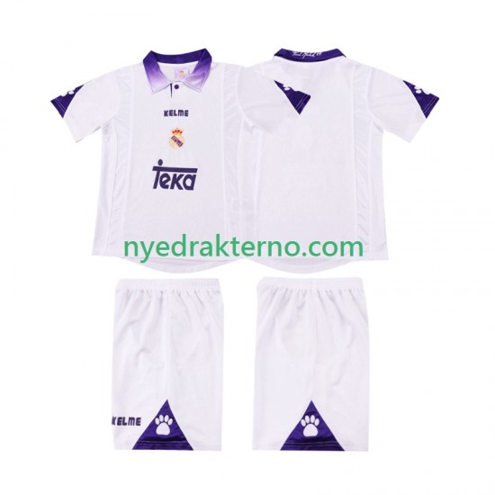 Real Madrid Fotballdrakt 1997 1998 Retro Barn Hjemmedraktsett Kortermet