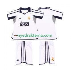 Real Madrid Fotballdrakt 2001 2002 Retro Barn Hjemmedraktsett Kortermet