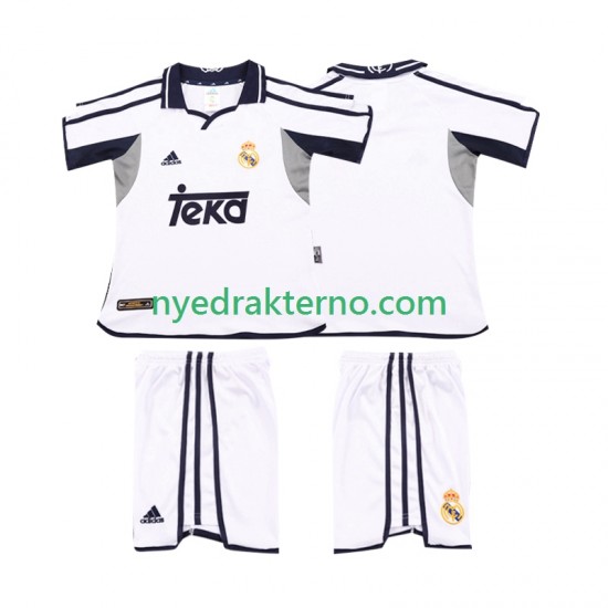 Real Madrid Fotballdrakt 2001 2002 Retro Barn Hjemmedraktsett Kortermet