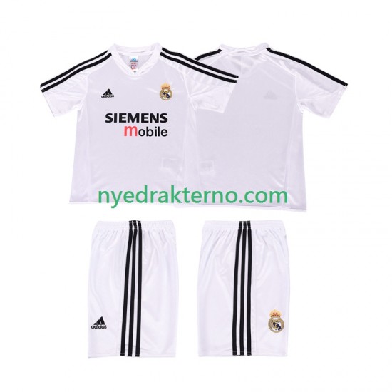 Real Madrid Fotballdrakt 20025 Retro Barn Hjemmedraktsett 2004 Kortermet