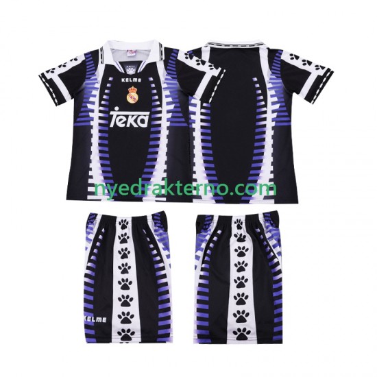 Real Madrid Fotballdrakt 1997 1998 Retro Barn Tredjedraktsett Kortermet