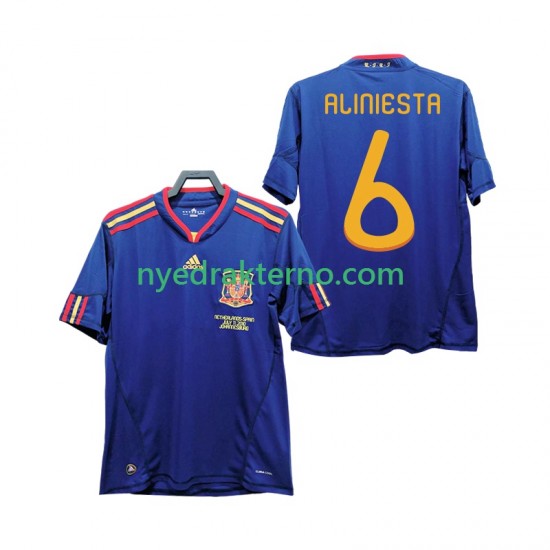 Spania Fotballdrakt Andres Iniesta 6 Retro Herre Bortedraktsett 2010 Kortermet