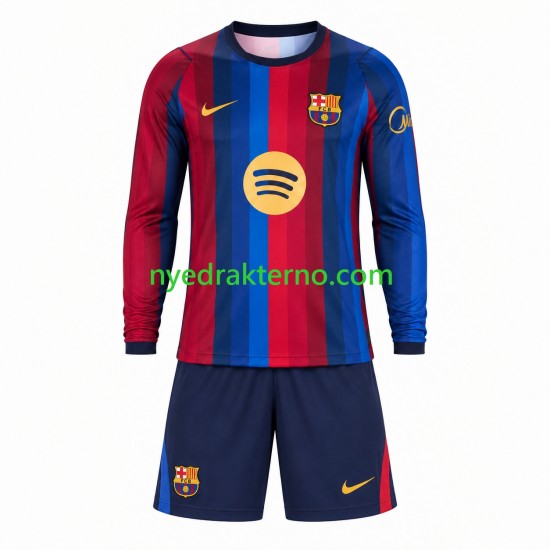 FC Barcelona Fotballdrakt Barn Hjemmedraktsett 2026-2027 Langermet