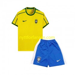 Brasil Fotballdrakt 1998 Retro Barn Hjemmedraktsett Kortermet