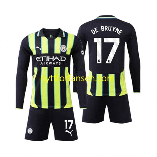 Manchester City Fotballdrakt Kevin De Bruyne 17 Barn Bortedraktsett 2024-2025 Langermet