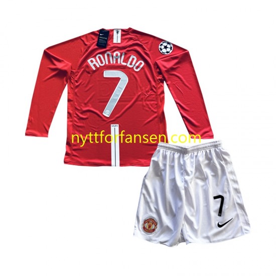 Manchester United Fotballdrakt Cristiano Ronaldo 7 Champion League 2007 Retro Barn Hjemmedraktsett Langermet