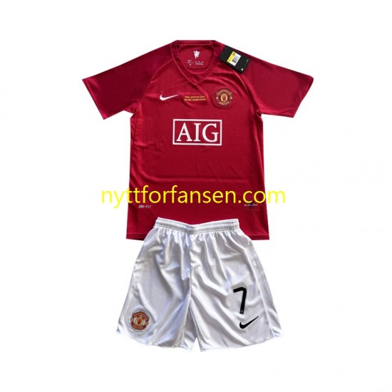 Manchester United Fotballdrakt Cristiano Ronaldo 7 Champion League 2007 Retro Barn Hjemmedraktsett Kortermet