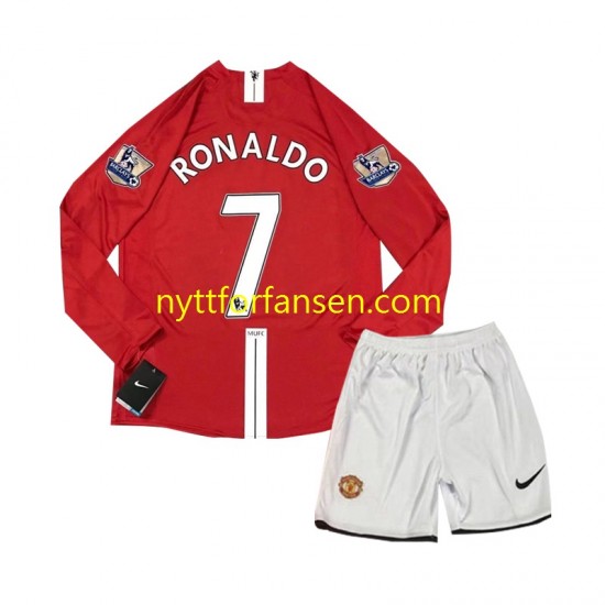 Manchester United Fotballdrakt Cristiano Ronaldo 7 2007 Retro Barn Hjemmedraktsett Langermet