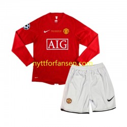 Manchester United Fotballdrakt Champion League 2007 Retro Barn Hjemmedraktsett Langermet