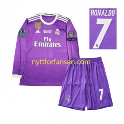 Real Madrid Fotballdrakt Cristiano Ronaldo 7 2016 Retro Barn Bortedraktsett Langermet
