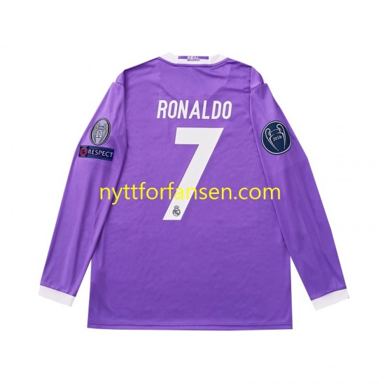 Real Madrid Fotballdrakt Cristiano Ronaldo 7 2016 Retro Barn Bortedraktsett Langermet