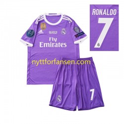 Real Madrid Fotballdrakt Cristiano Ronaldo 7 2016 Retro Barn Bortedraktsett Kortermet