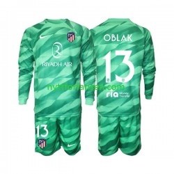 Atlético Madrid Fotballdrakt Jan Oblak 13 Green color Keeper Barn Bortedraktsett 2023-2024 Langermet