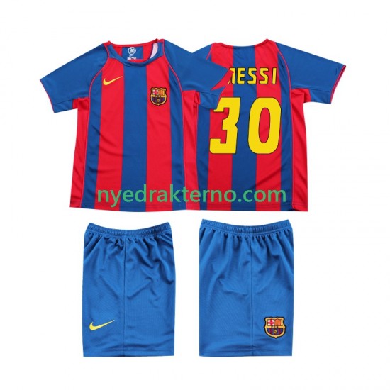 FC Barcelona Fotballdrakt Lionel Messi 10 Retro Barn Hjemmedraktsett 2004 Kortermet