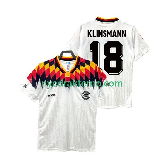 Tyskland Fotballdrakt KLINSMANN 18 Retro Herre Hjemmedraktsett 1994 Kortermet