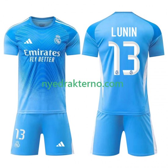 Real Madrid Fotballdrakt Andriy Lunin 13 Keeper Barn Hjemmedraktsett 2025-2026 Kortermet