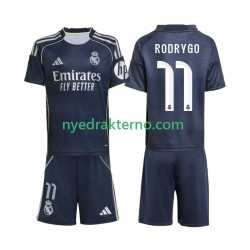 Real Madrid Fotballdrakt Rodrygo 11 Barn Bortedraktsett 2025-2026 Kortermet