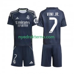 Real Madrid Fotballdrakt Vinicius Junior 7 Barn Bortedraktsett 2025-2026 Kortermet