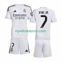 Real Madrid Fotballdrakt Vinicius Junior 7 Barn Hjemmedraktsett 2025-2026 Kortermet