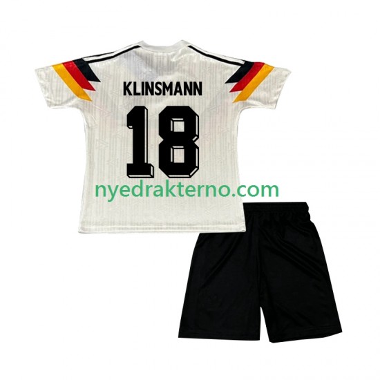 Tyskland Fotballdrakt Klinsmann 18 1990 Retro Barn Hjemmedraktsett Kortermet